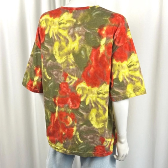 Vintage 90’s Z. Cavaricci Tie Dye Abstract in Red Yellow + Green - M/L - Cotton - Picture 7 of 7